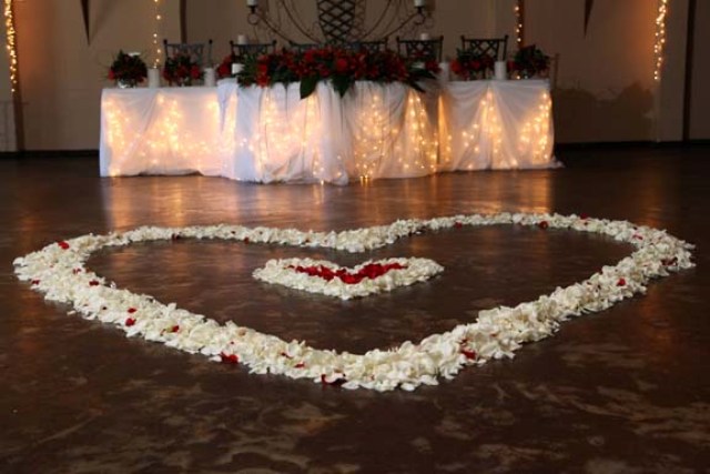 Main table with heart shape on dance floor Alicia Saayman and Andrew Griffith at  L'Aquilla